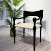 Silla de Comedor de Madera Maciza y Ratán Silla de Ocio B&B Medieval Silla de Ratán y Madera Maciza con Respaldo Silla de Ratán y Cuerda de Cáñamo para Interiores