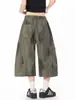 OREETA Vintage Americano Macacão Cropped Tingimento Parcial Moda de Rua Masculino e Feminino Marca Cintura Alta Perna Larga Shorts Casuais Feito Sob Medida