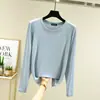 Nova Camada Base Feminina Modal de Manga Longa para Primavera e Outono, Solta, Tamanho Plus, Gola Semi-Redonda, Top Fino Casual Versátil