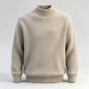Suéter de Punto Grueso y Cálido de Lana de Visón de Comercio Exterior con Cuello Alto Medio para Hombre, Nuevo para Otoño/Invierno, Camisa Base de Punto Holgado para Otoño/Invierno