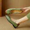 Zapatos de Ballet Planos Bajos Cuadrados Estilo Chino Lazo Retro Bloques de Color Seda y Cuero Nuevo Estilo Otoño/Invierno 2026