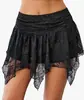Amazon Transfronterizo Encaje Vacaciones en la Playa Sexy Minifalda para Mujer Falda Fluida Asimétrica en Capas Corta