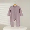 Mameluco de Canalé de Manga Larga para Recién Nacidos, Primavera y Otoño, con Botones, Ropa de Bebé, Pijama para Niños y Niñas Recién Nacidos, Conjunto para Gatear