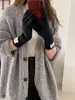 Luvas de Lã com Dedos Cor Sólida Estilo Ins para Mulheres, Luvas de Tricô com Tela de Toque, Luvas Quentes e à Prova de Frio para Uso Externo no Inverno, Tendência