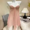Camisola Sexy de Renda Transparente Hemei para Mulheres, Faz os Seios Pequenos Parecerem Maiores, Fechamento Frontal por Botões, Suporte com Aro, Conjunto de Pijama