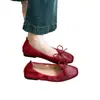 Zapatos Mary Jane vintage de estilo francés con lazo para mujer, nuevo modelo de verano 2026, zapatos planos de punta cuadrada sin cordones tipo ballet