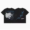 Hip-Hop Americano High Street Holgadas Estampadas con Letras Camisetas de Pareja para Hombre y Mujer Tendencia de Moda de Verano Cuello Redondo Mangas Cortas