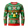2024 Venta Caliente de Comercio Transfronterizo Nuevo Navideño para Hombre Impresión Digital 3D Dinosaurio Casual Manga Larga Hip Hop Harajuku