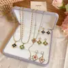 Pendientes de Colgante de Flor de Circonita Estilo Retro de Corte Pendientes Niche Moda de Gama Alta Collar Simple Versátil Juego de Joyería