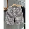 Nuevos Shorts Casuales de Cuadros con Cordón para Hombre Moda Tendencia Versátiles Sueltos Simples Pantalones de Cinco Puntos Tendencia