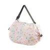 Bolsa de Almacenamiento Plegable de Nylon Tridimensional Japonesa para Viaje con Patrón Impreso, Bolsa de Almacenamiento Portátil para Compras de Supermercado