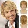 Venta Caliente Transfronteriza Nuevo Cabello Masculino Europeo y Americano Cabello Rizado Masculino de Longitud Media Cabello Largo Masculino Moda Cabello Rizado Masculino Esponjoso Fábrica Stock Listo