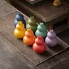 Vaso Cerâmico Colorido em Forma de Cuia com Manchas Douradas Arranjo de Flores Decoração de Casa Ornamento com Bom Significado Auspicioso de Fortuna e Riqueza