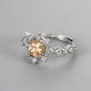 Anillo de Zirconia Champagne con Copo de Nieve Incrustado de Moda Europea y Americana Nuevo Diseño de Nicho Femenino Personalizado Versátil Anillo de Alto Nivel