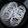 Pulsera Elástica para Mujer Nueva Moda Elegante de Primavera con Perlas de Imitación y Zirconia con Letras