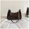 Bolso Bandolera de Alta Gama Lujo Ligero Debajo del Brazo Pequeño para Mujer Nuevo de Moda Textura Cuero Aceitado con Cera Forma de Media Luna Bolso de Hombro Único Bandolera