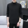 Camiseta de manga larga de terciopelo de doble cara para hombre, con cuello medio, para invierno, para primavera y otoño, con cuello medio alto y combinable.