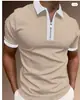 2026 Ropa para Hombre de Comercio Exterior Transfronterizo Europeo y Americano Camiseta Polo de Color Sólido con Cremallera y Estampado 3D de Manga Corta para Hombre