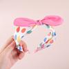 Faixa de Cabelo com Laço de Orelha de Coelho Infantil Coreana Morango Doce de Aba Larga Cartão de Cabelo de Pressão de Ar de Orelha para Menininha