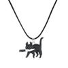 Colar de liga metálica com pingente de gato faca de desenho animado transfronteiriço, moda feminina japonesa, personalidade, casal, joias para atacado