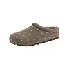 Hogar 2026 Pantuflas de Algodón para Mujer Moda Slip-on Suela Gruesa Lunares Invierno Más Terciopelo Punta Cerrada Medias Pantuflas Negras