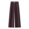Pantalones Casuales Rectos de Cintura Alta Personalizados para Mujer, Pantalones Largos Sueltos de Otoño, Adelgazantes, Versátiles, Caída Suave, Color Sólido, Elegantes, para Viajar al Trabajo
