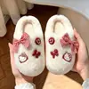 Nuevas pantuflas de algodón para niños de otoño e invierno, diseño de caricatura lindo para niñas, pantuflas cálidas para interiores y pantuflas de algodón a juego para padres e hijos