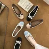 Zapatos planos de lazo estilo francés para mujer, zapatos Mary Jane poco profundos de punta redonda en satén estilo ballet, calzado femenino simple y versátil