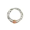 Pulsera de Doble Círculo con Diseño Chino de Cristal Fantasma Verde Estilo Bosque para Mujer Combinada con Cristal Torre Amarillo Pulsera de Cristal Original Joyería de Estilo Artístico