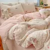 Juego de Ropa de Cama de Gasa de Doble Capa Grado Materno e Infantil Clase A, Sábana y Funda de Edredón, Juego de Tres Piezas de Funda de Edredón 100% Algodón para Dormitorio de Estudiantes, Estilo Ins