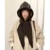 Conjunto de Gorro y Bufanda Jacquard Fair Isle Retro Gris Calentador de Cuello con Capucha Pasamontañas para Invierno para Mujer