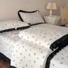 Juego de cuatro piezas de colcha de algodón lavado vintage estilo ins, colcha de verano de gasa de doble capa de algodón puro, colcha de aire acondicionado estilo princesa