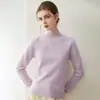 Suéter de cachemira para mujer, 100% cachemira pura de cabra, nuevo diseño de moda, color sólido, versátil, cuello medio alto, jersey de punto, suéter cálido