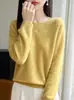Nova coleção outono e inverno de malhas femininas de alta costura ready-to-wear, gola redonda, simples e elegante, manga longa, modelo soltinho