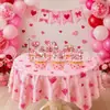 Atmosfera de Natal Bandeirola Aniversário Gnomos Rosa Balão de Ar Quente Elementos Banner Topper de Bolo Decorações