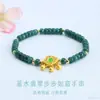 Pulsera de Jade Natural Grado A de Guan Yu con Cuentas Azules de Abaco y Vainas de Loto Joyería Venta al por Mayor en Vivo S5052703