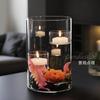 Porta-Velas de Vidro à Prova de Vento Estilo Europeu Criativo Jantar à Luz de Velas Ornamentos Decorativos Porta-Velas de Paisagem Criativo Vela Doméstica