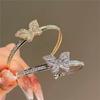 Pulsera de Apertura de Doble Capa Mariposa con Circonita Bañada en Oro Real 2024 Nueva Entrada Pulsera de Lujo Moda de Celebridad de Internet Pulsera Versátil