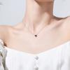 Collar Corto Compacto de Corazón de Plata Nalan S925 Femenino Corazón con Diamantes Negros y Rojos Estilo Coreano D6854