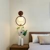 Lámpara de pared simple nuevo chino madera maciza arte dormitorio mesita de noche pájaro pasillo sala de estar fondo lámpara de pared creativa lámparas de sala de té