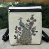 Bolso Bandolera Nuevo Bolso de Viaje Yunnan Bolso de Tela Bolso Bordado Conejo Blanco Animal Vintage Billetera para Monedas de Teléfono Móvil Doble Capa Correa Negra