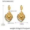 Acero Inoxidable Piedra Natural Borla Corona Corazón Estampado Cerámico DIY Multi-Accesorio Colgante Collar Aretes Set para Mujeres