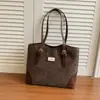 Bolsa Tote para Estudante Universitário Outono e Inverno Casual de Ombro Texturizada 2025 Nova para o Trabalho Grande Capacidade Estampa de Leopardo para Mulheres Transfronteiriça