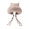 Recomendaciones de Xiaohongshu: Lindo Sombrero de Punto con Orejas de Gato de Dibujos Animados para Niñas en Otoño e Invierno, Sombreros de Lana Engrosados con Cuello Grande de Piel Estilo Coreano