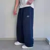 Pantalones de Chándal Casuales de Pierna Ancha para Pareja con Bordado, Suaves y Amigables con la Piel, Tela Cálida, Diseño Simple, que Alargan la Figura y Adelgazan