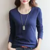 Camiseta Básica de Manga Larga Lisa de Cuello Redondo para Mujer Ajustada Simple Adelgazante Simple Top de Primavera y Otoño para Mujer 2023