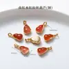 Alta Retención de Color Chapado en Cobre 24K Oro Real Accesorios de Ágata Roja Piezas para Joyería DIY Calabaza de Loto Productos Semi-Terminados Venta Directa de Fábrica