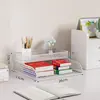 Estante de Almacenamiento de Escritorio Oficina Escritorio Estantería Simple Hogar Pequeño Multicapa Estante Decorativo para Almacenamiento y Organización de Libros