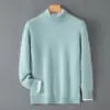 Amazon Suéter de Lana 100% Pura Engrosado de Doble Capa para Hombre, Cuello Semi-Alto, Suave, Pegajoso, Holgado, Suéter de Punto como Capa Base