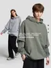 Sudadera con capucha para hombre Ckx de algodón puro, peso pesado de 400 g, estilo dos piezas falsas, sudadera de doble capa en las mangas, estilo vintage y desgastado